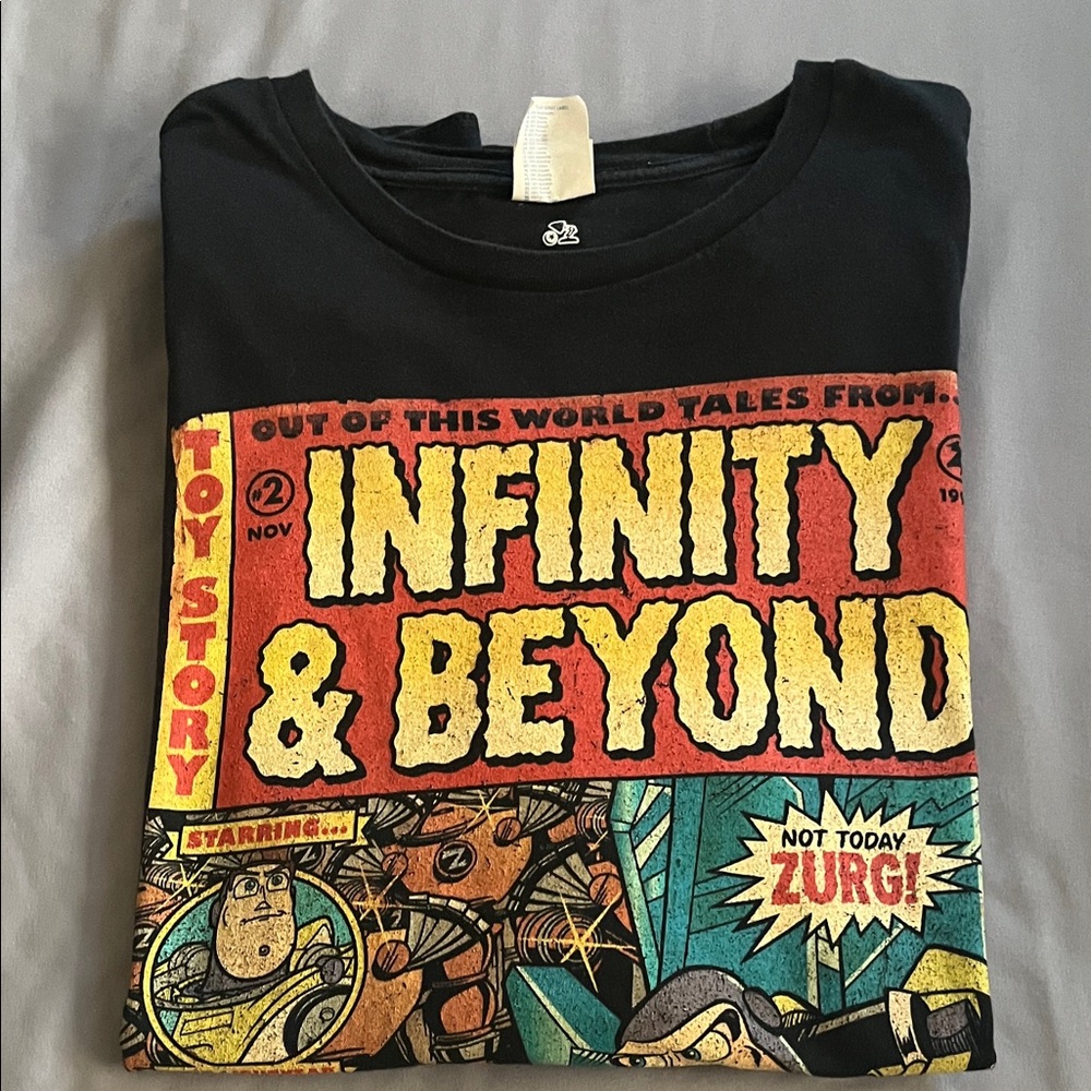 To Infinity and Beyond Disney Toy Story Infinity & Beyond Black Mens Tee 2xl